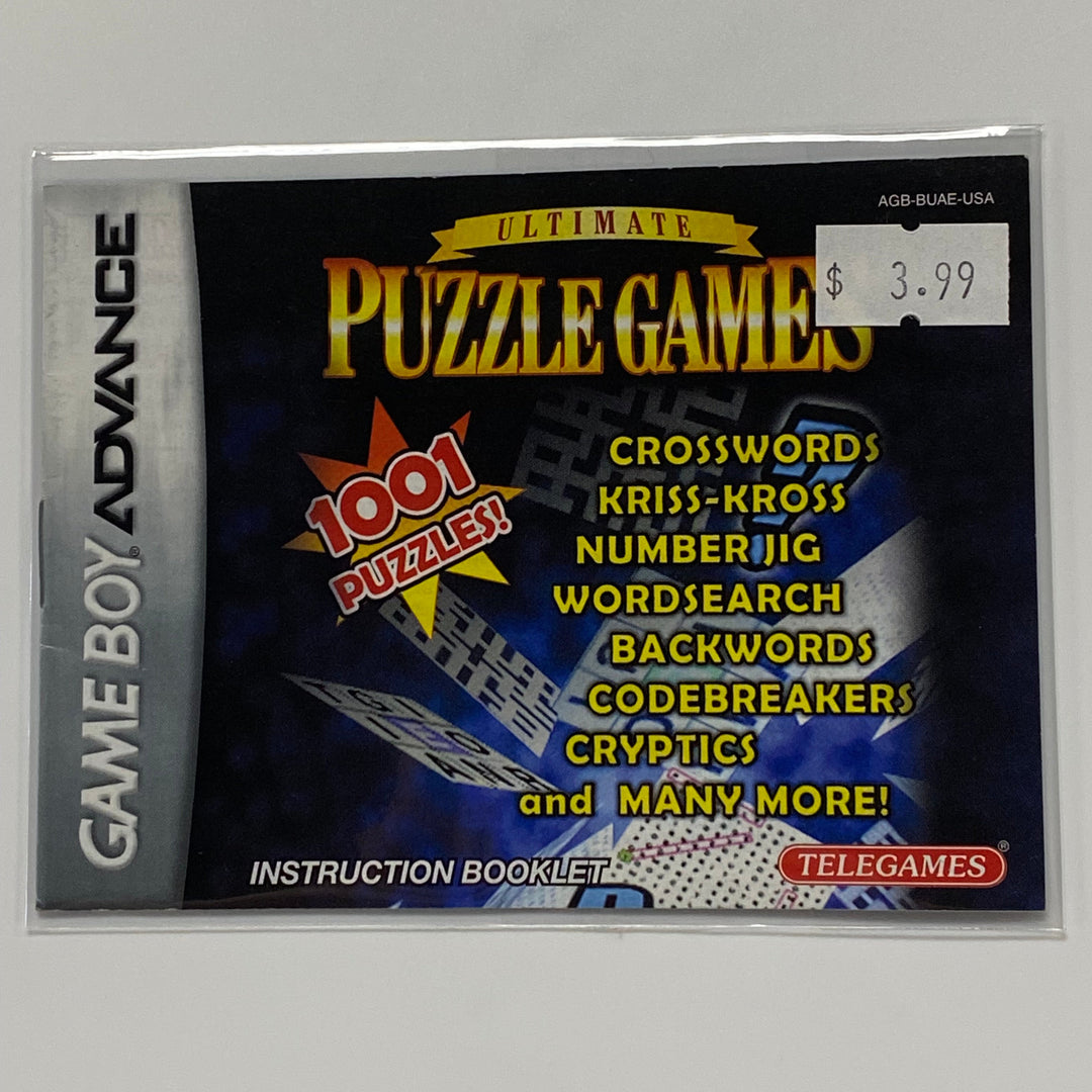 Ultimate Puzzle Games AGB-BUAE-USA - GameBoy Advance GBA Manual ONLY MO7226