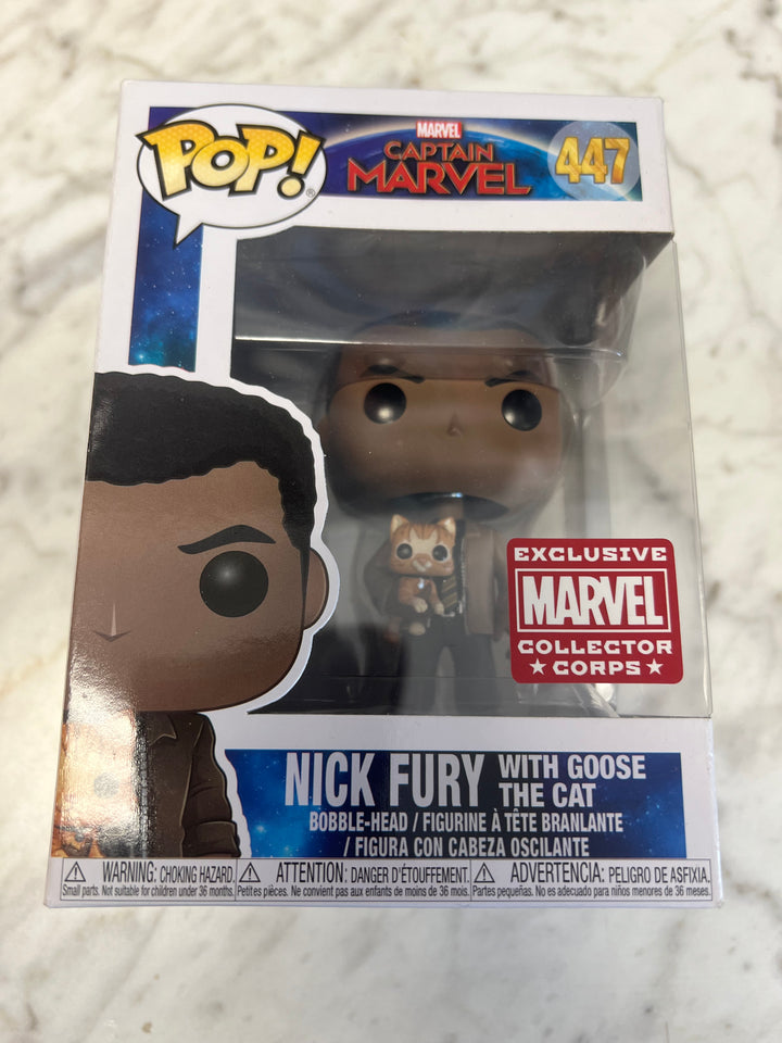 Funko Pop! Nick Fury with Goose the Cat #447 Captain Marvel Collector Corps FP1231
