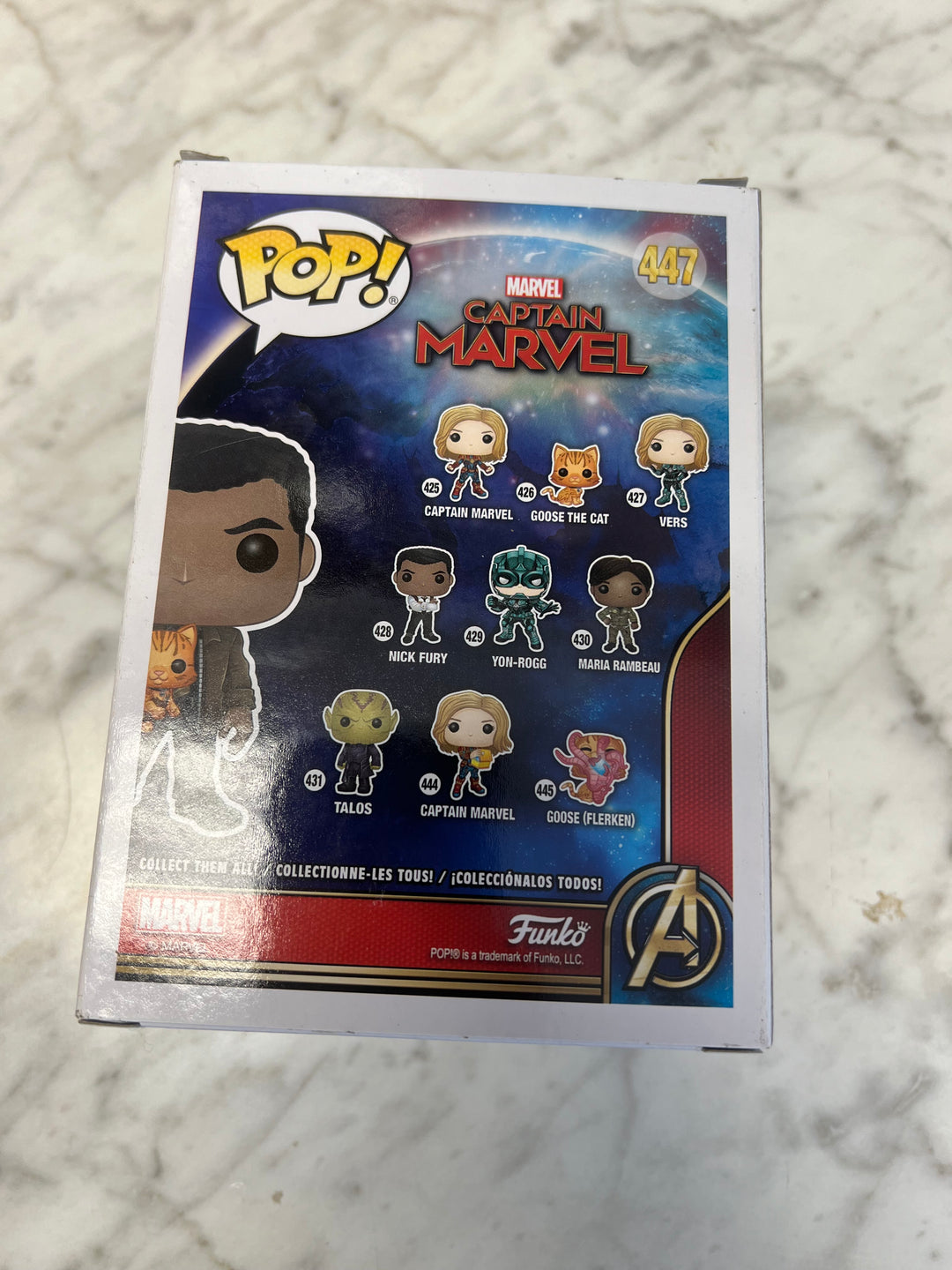 Funko Pop! Nick Fury with Goose the Cat #447 Captain Marvel Collector Corps FP1231