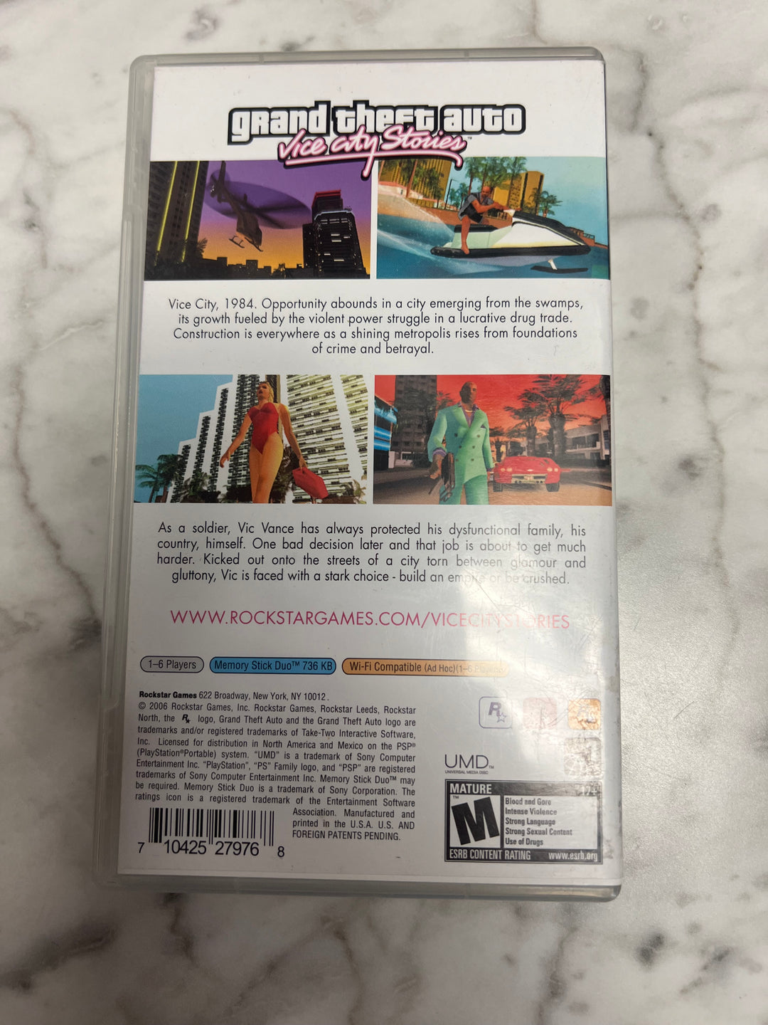 Grand Theft Auto Vice City Stories for Sony PSP Case and manual ONLY CO92524