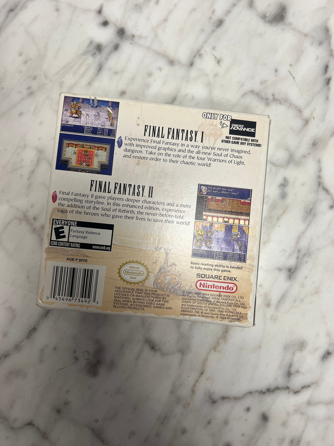 Final Fantasy I + II Dawn of Souls for Game Boy Advance Box and inserts only CO92624