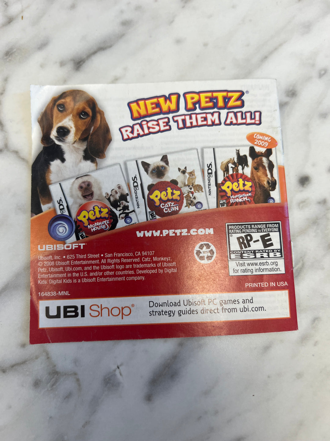 Petz Dogz Pack for Nintendo DS Manual ONLY    DU92724