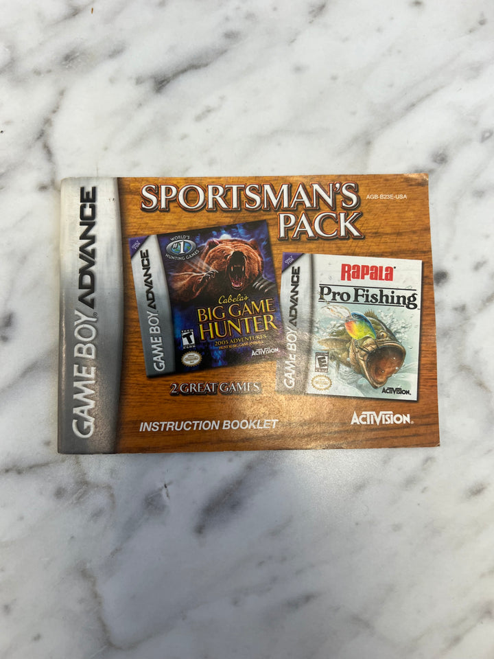 Cabela's Sportsman's Pack for Gameboy Advance Manual ONLY DU92724