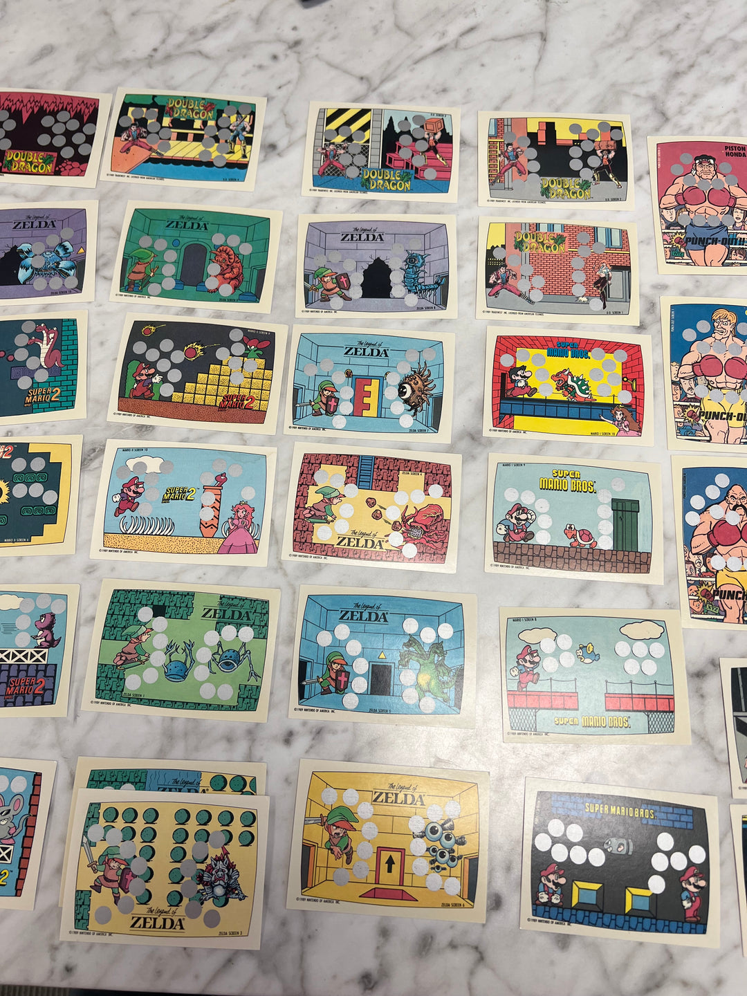 Lot of 1989 Topps Nintendo Scratch-Off Game Cards Punch-Out Super Mario Bros Zelda T1125
