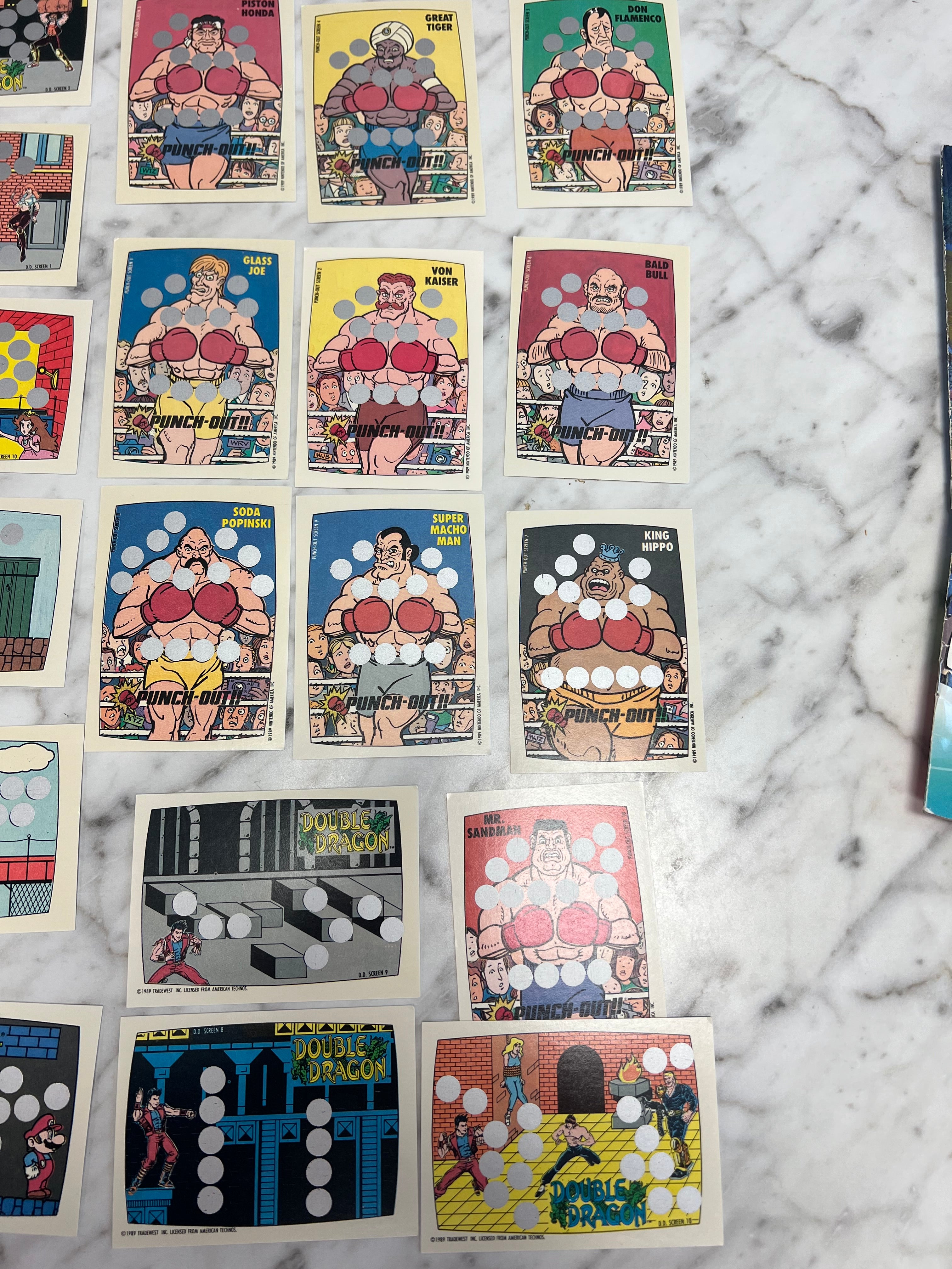 Lot of 1989 Topps Nintendo Scratch-Off Game Cards Punch-Out Super