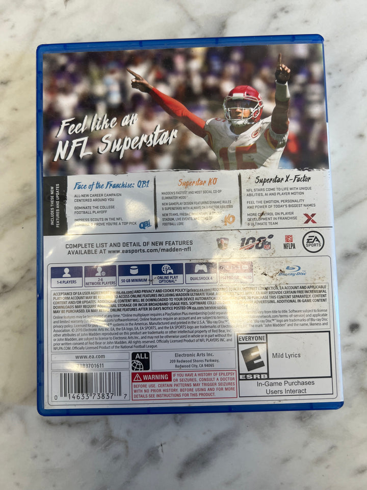 Madden NFL 20 for PS4 Playstation 4 in case Tested and Working DU92724