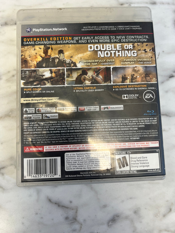 Army of Two The Devil's Cartel Overkill Edition for PS3 Playstation 3 in case Tested and Working DU92724