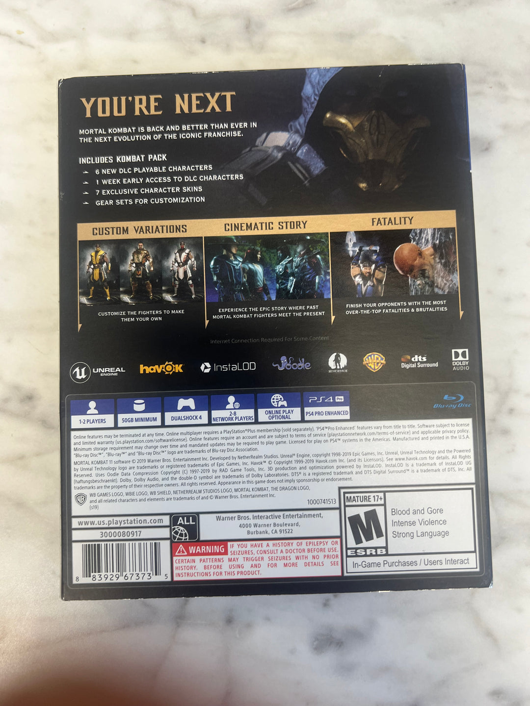 Mortal Kombat 11 Premium Edition Slipcover and steelbook no game PS4 CO71624