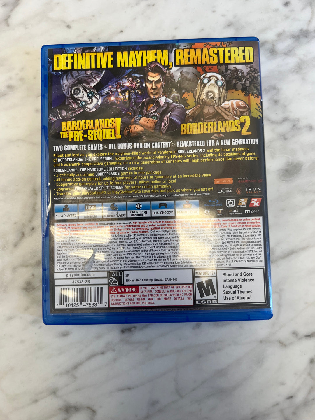 Borderlands the Handsome Collection for PS4 Playstation 4 in case Tested and Working DU92724