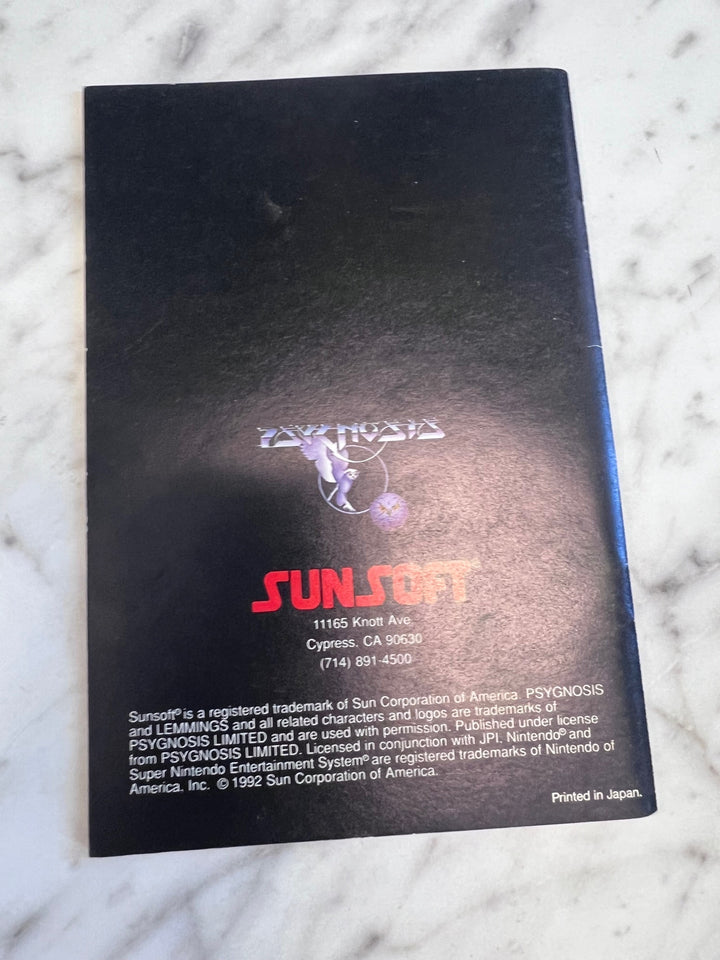 Lemmings SNES Super Nintendo MANUAL ONLY MO101625