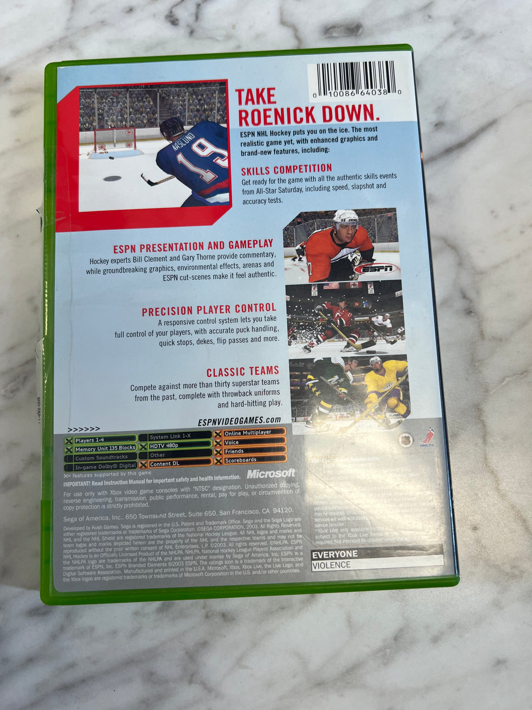 ESPN NHL Hockey for Original Xbox Tested and working DU72124