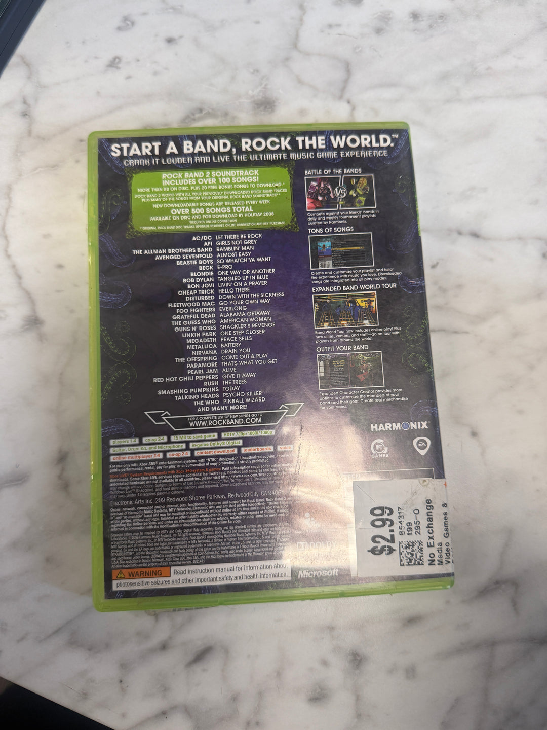 Rock Band 2 - 360 CASE ONLY NO GAME INCLUDED! CO112825