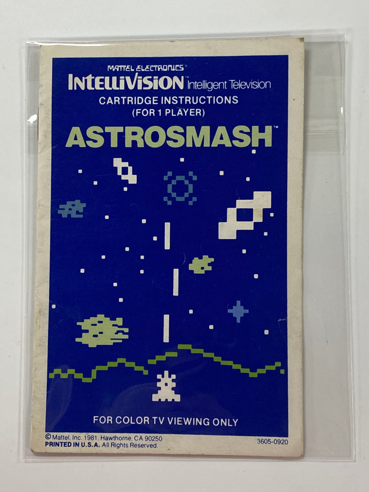 Astrosmash Manual Only 3605-0920 Intellivision MO8626