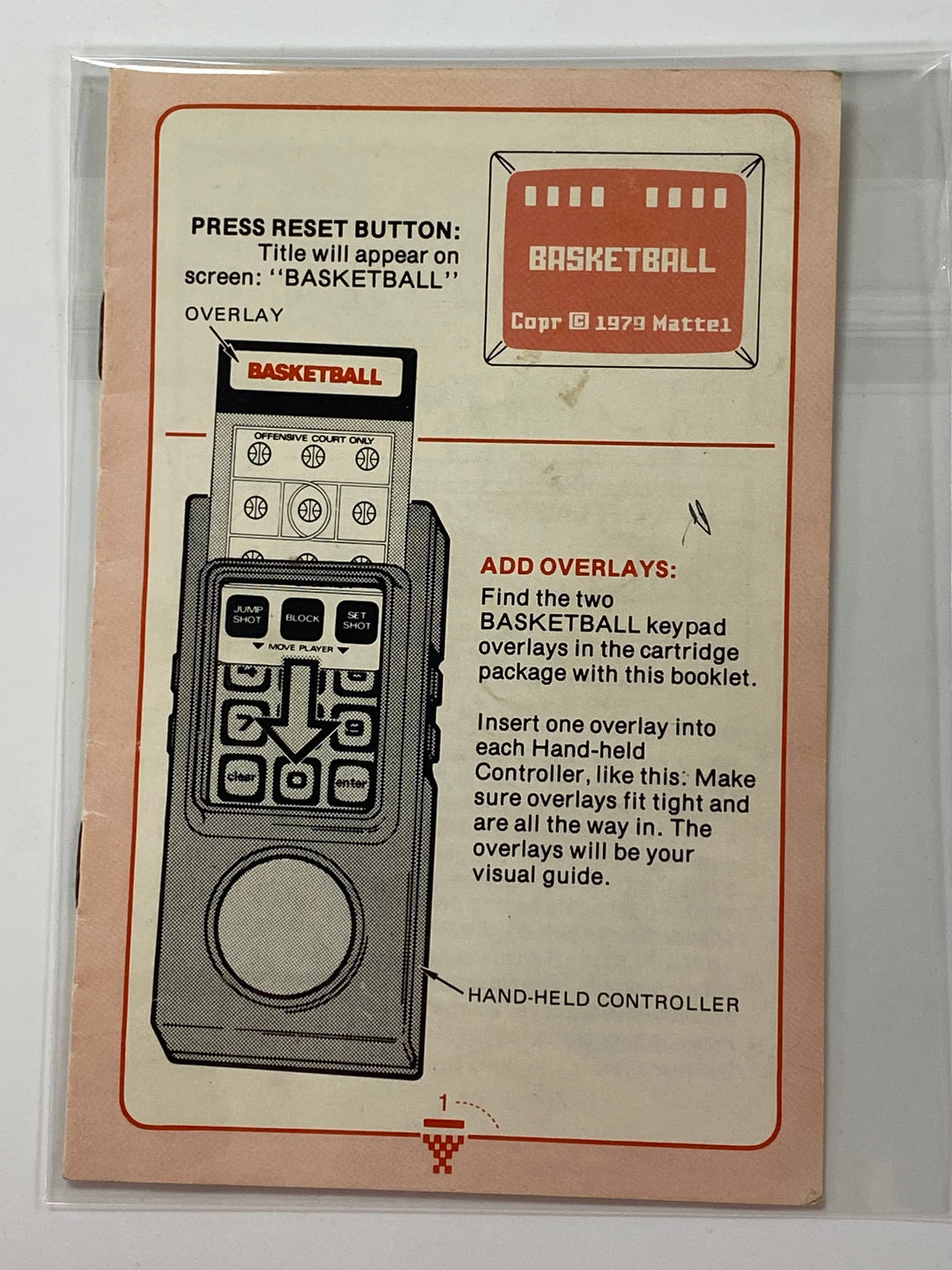 Basketball Manual Only Intellivision MO8626