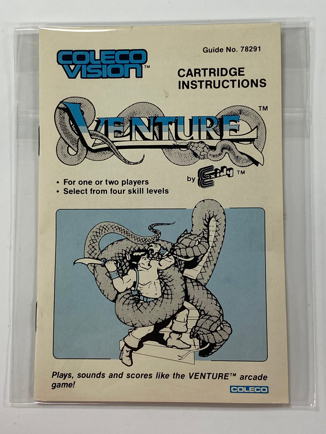 Venture Manual Only 78291 Colecovision MO8626