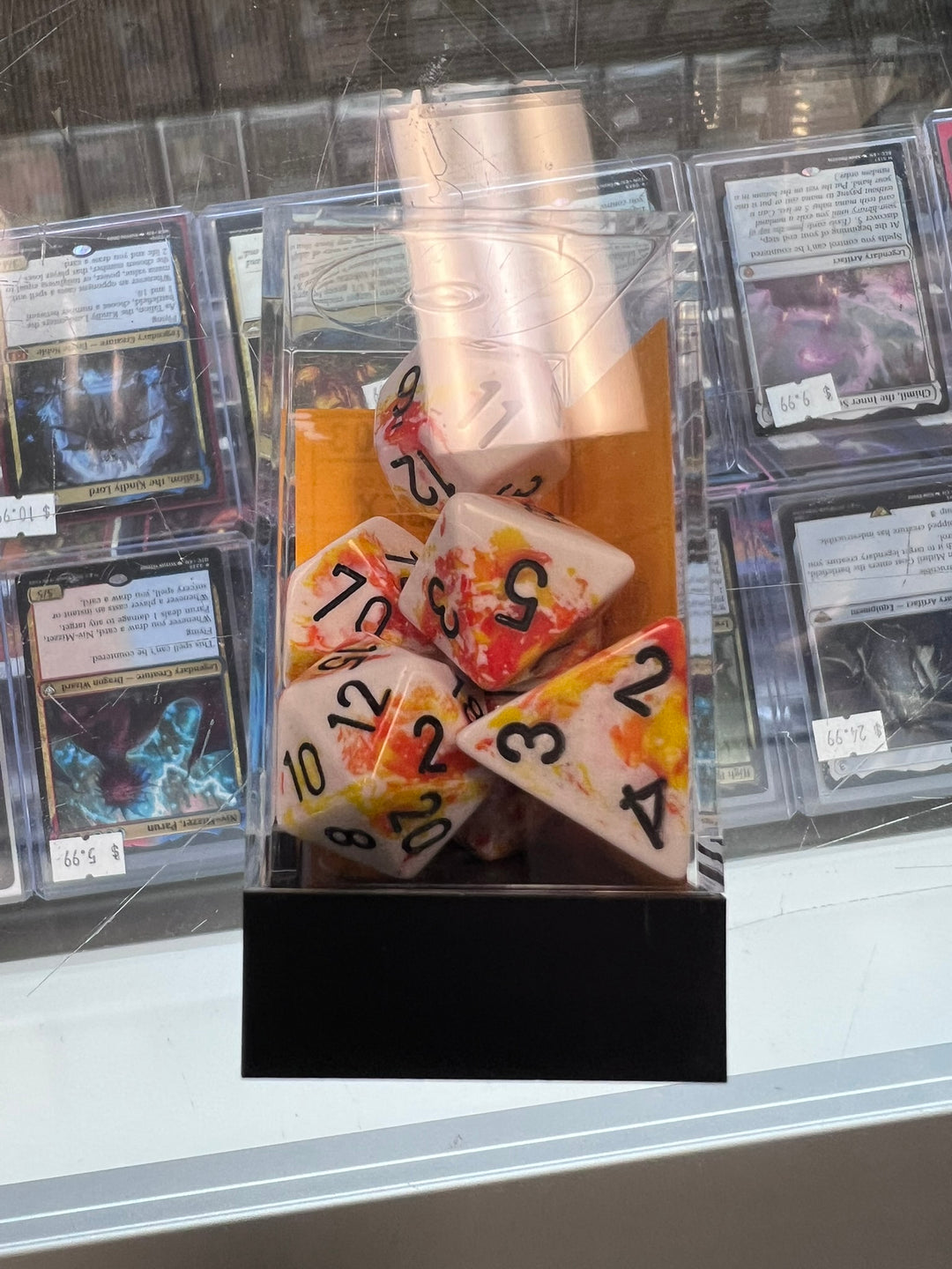 Chessex Polyhedral 7 Die Dice Set Brush Sunrise / Black NA31126