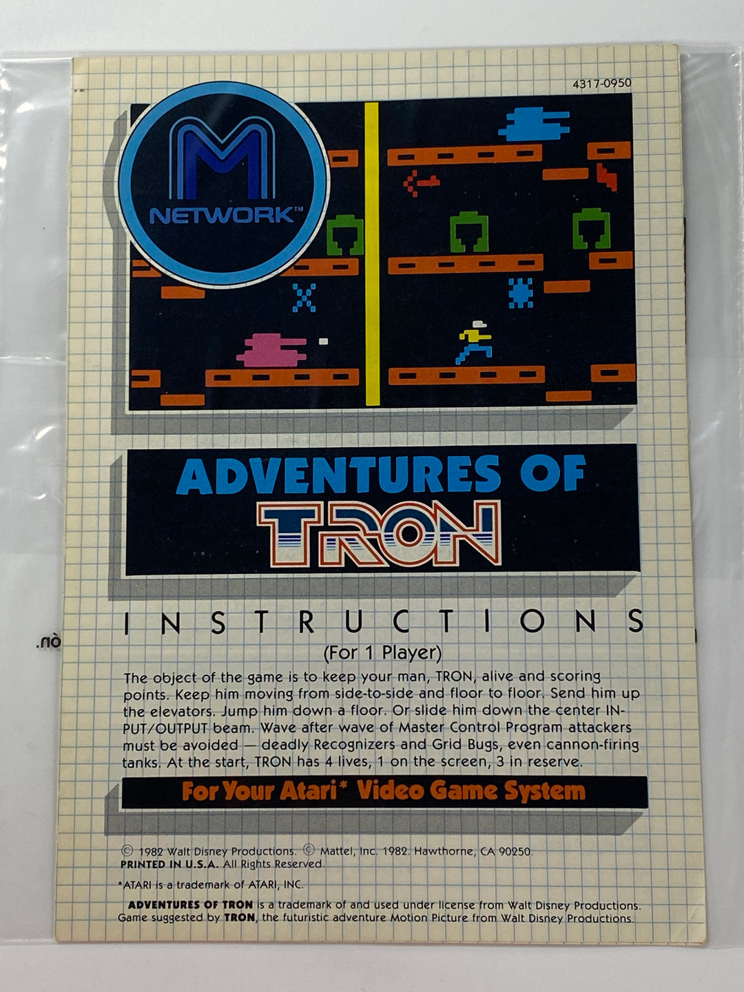 Adventures of Tron Manual Only 4317-0950 Atari 2600 MO8626