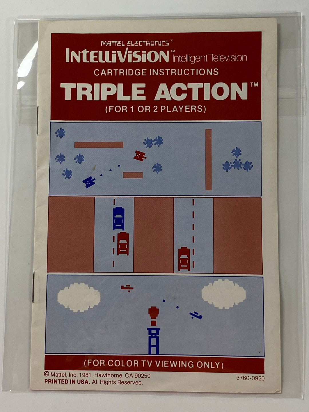 Triple Action Manual Only 3760-0920 Intellivision MO8626