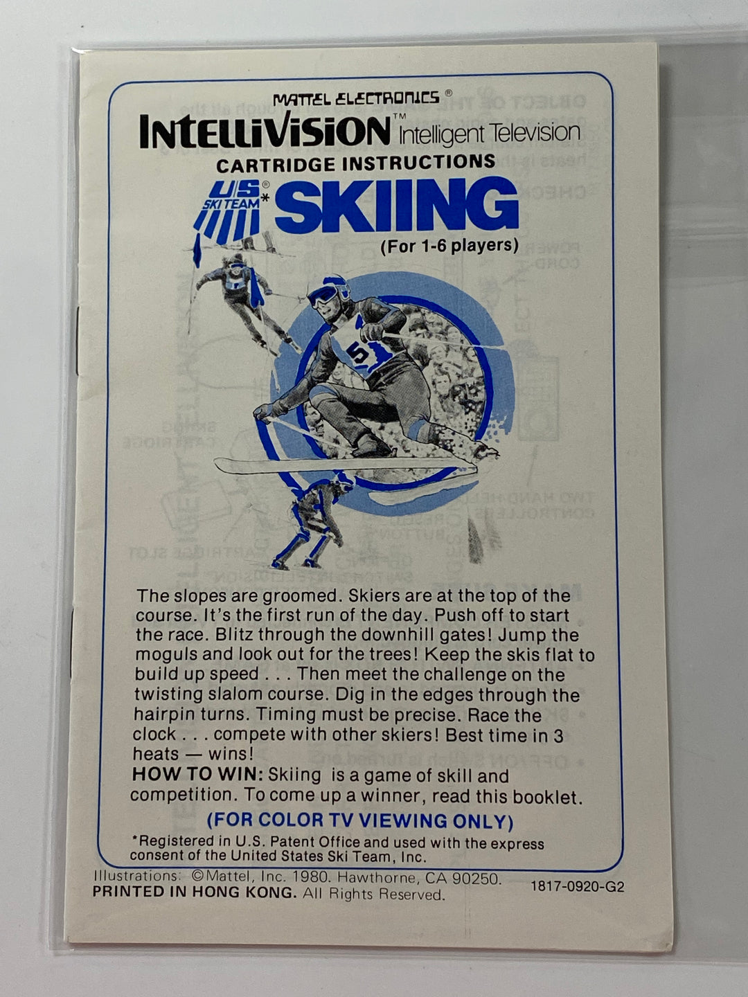 Skiing Manual Only 1817-0920-G2 Intellivision MO8626