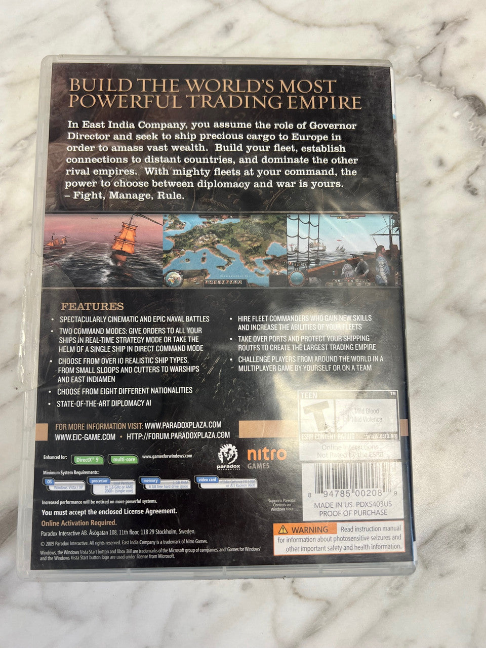 East India Company PC DVD-ROM 2009 Business Tycoon Naval Battles