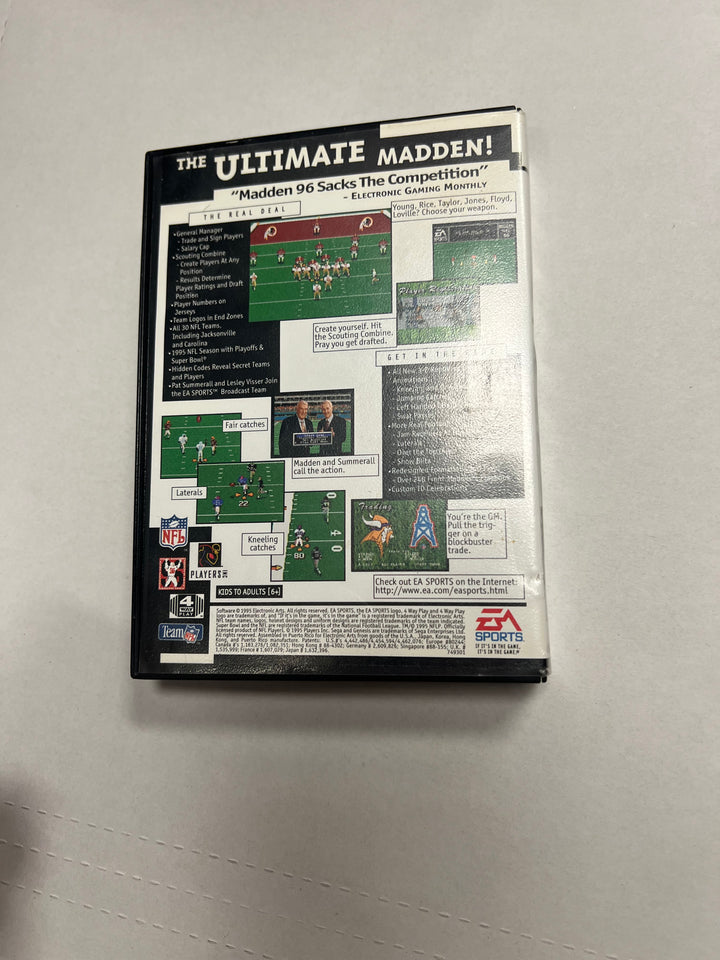 Madden NFL 96 for Sega Genesis in case. Tested and working. UD102824