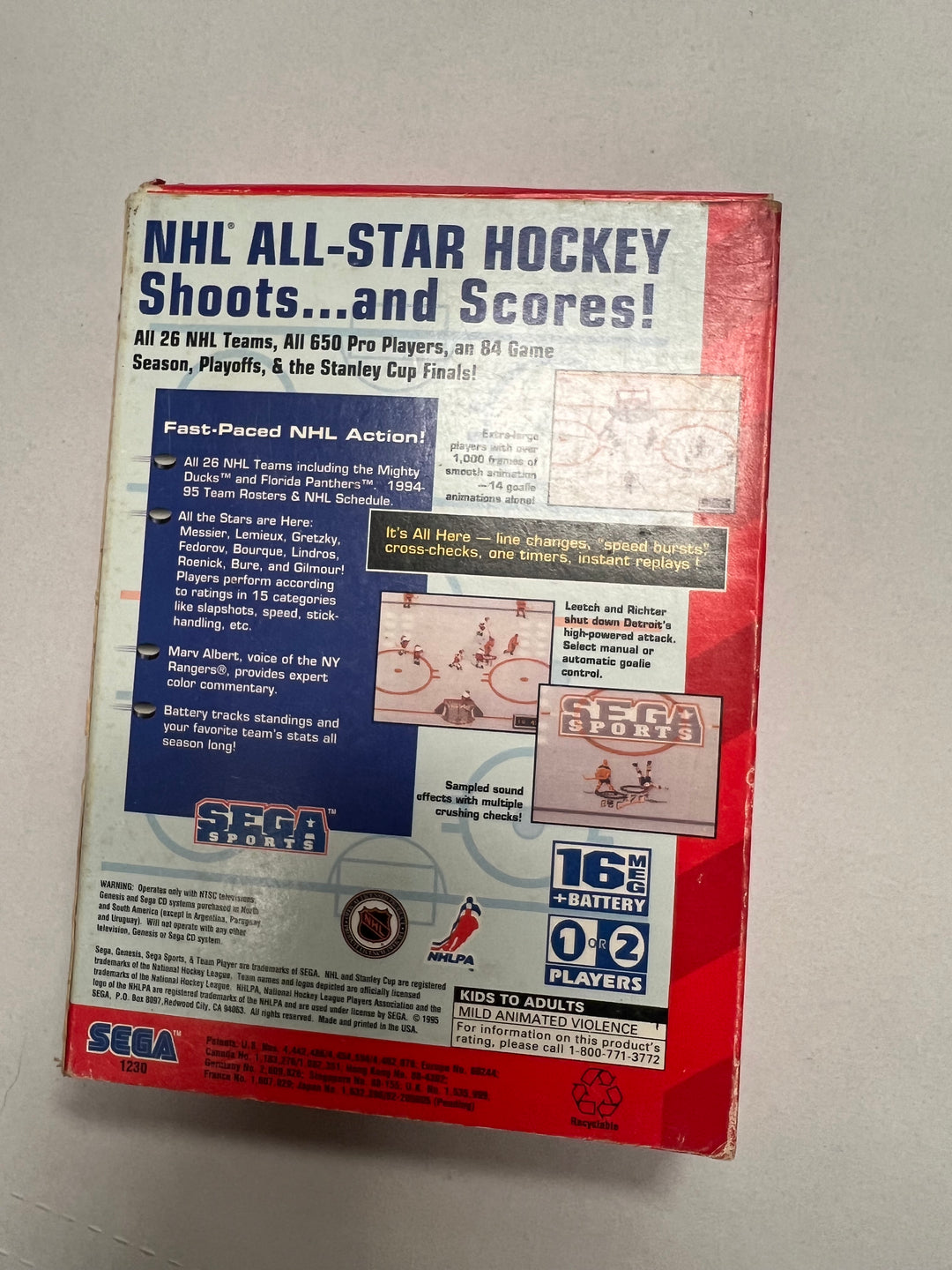 NHL All Star Hockey 95 for Sega Genesis in case. Tested and working. UD112424