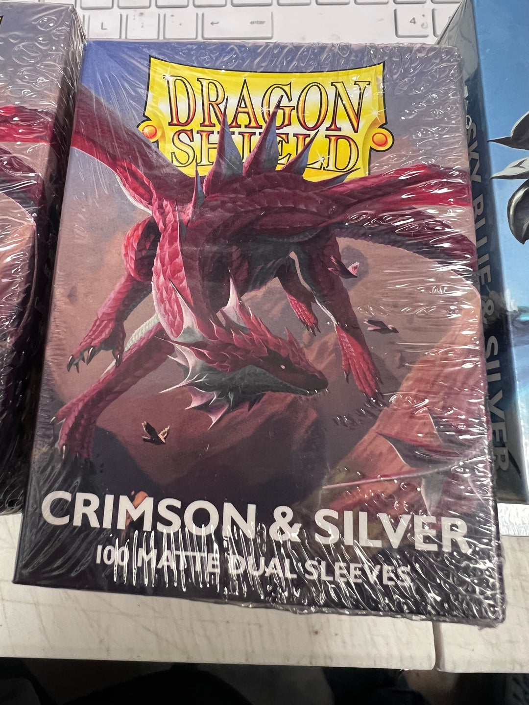 Dragon Shield - 100 Matte Dual Sleeves - Crimson & Silver NA31926