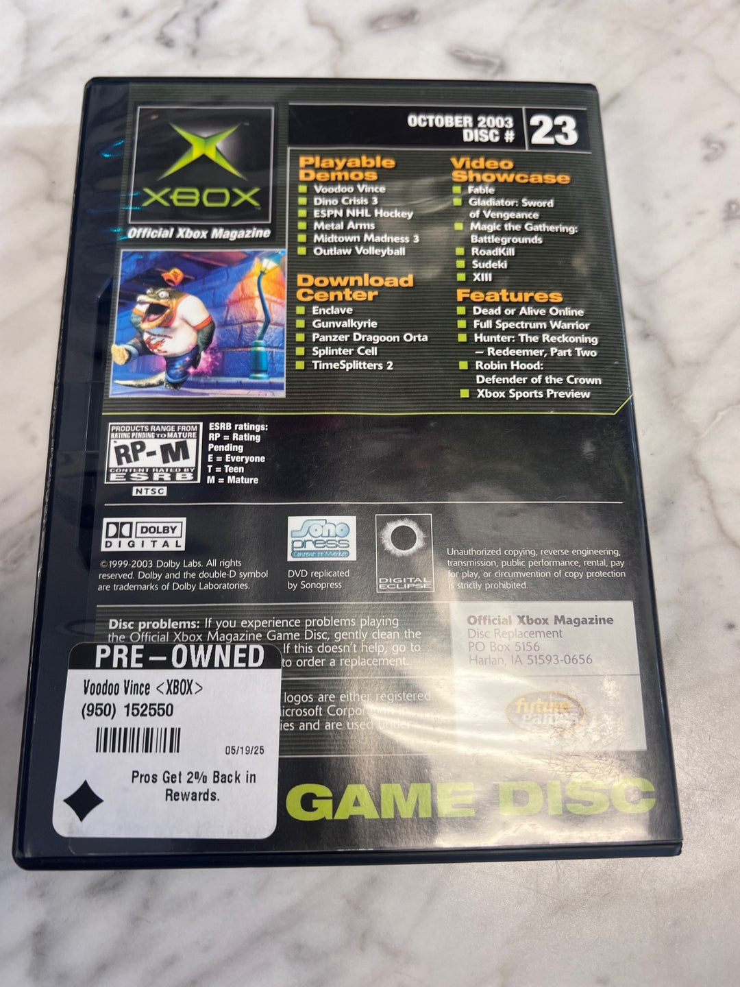 Official Xbox Magazine Demo Disc #23 October 2003 (Voodoo Vince) DE102425