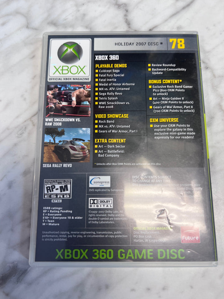 Official Xbox Magazine Demo Disc #78 Holiday 2007 WWE Smackdown 2008 DE102425