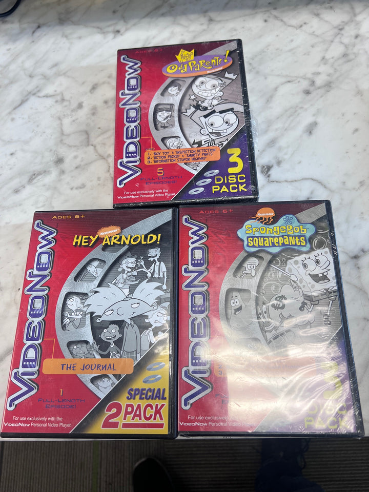 Set of 3 Video Now Videos (Fairly Odd Parents, Hey Arnold,  Spongebob) Tiger UT102425