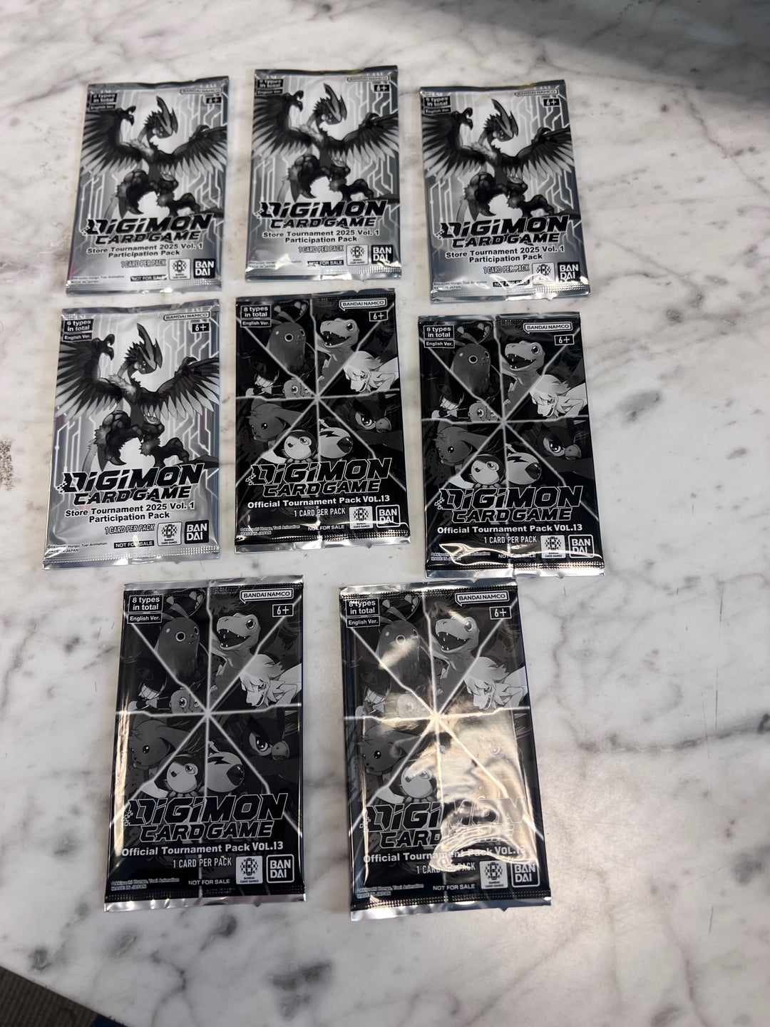 Lot of 8 NEW SEALED Digimon Card Game Tournament Pack 13 and 2025 Vol 1   NC102425