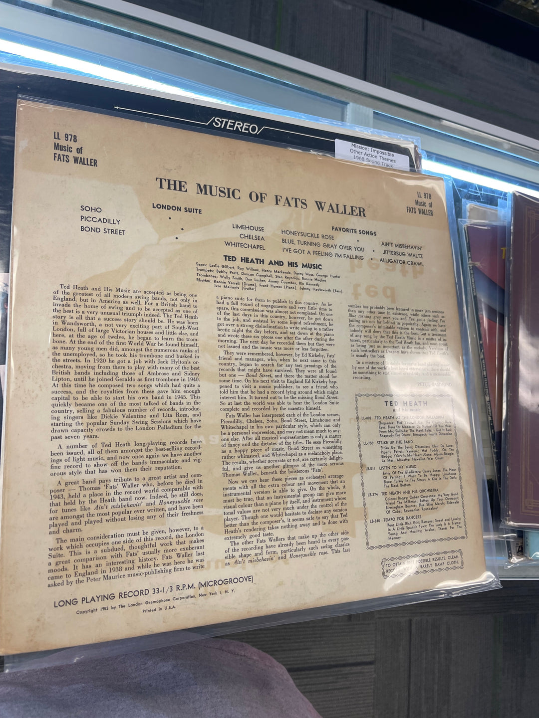 Ted Heath - Music of Fats Waller (NM) Condition Vinyl Record VR62225