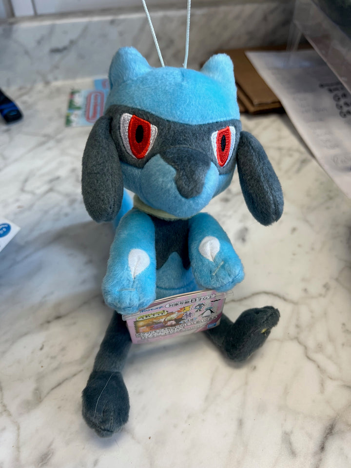 Bandai Spirits Japanese Sitting Lucario Plush about 7" reattached tags P72525