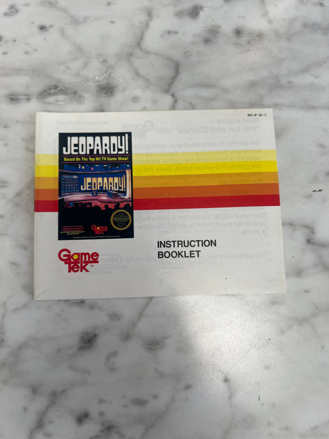 Jeopardy! for Nintendo NES Manual ONLY    MO10324