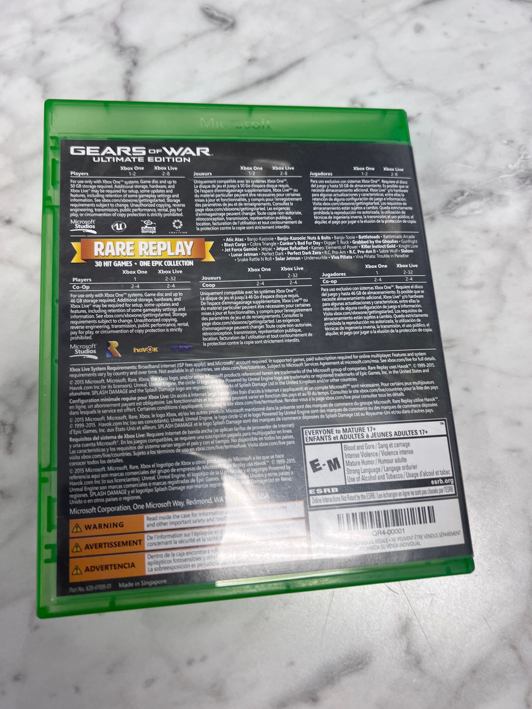 Gears of War Ultimate and Rare Replay Xbox One CASE ONLY CO103025