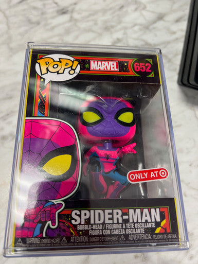 Spider-man bobble head Black Light Target Exclusive Funko Pop Figure 652