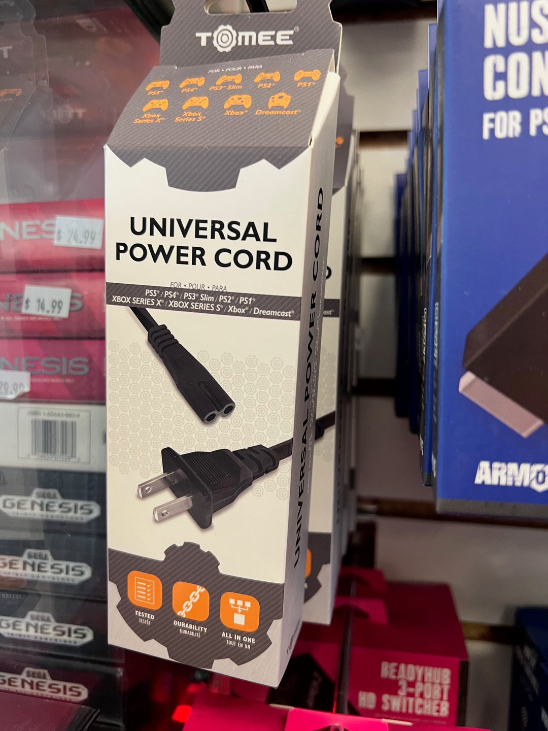 Tomee - Universal Power Cord for PS1 PS2 PS3 (Slim) PS4 Xbox Dreamcast Saturn NA72925