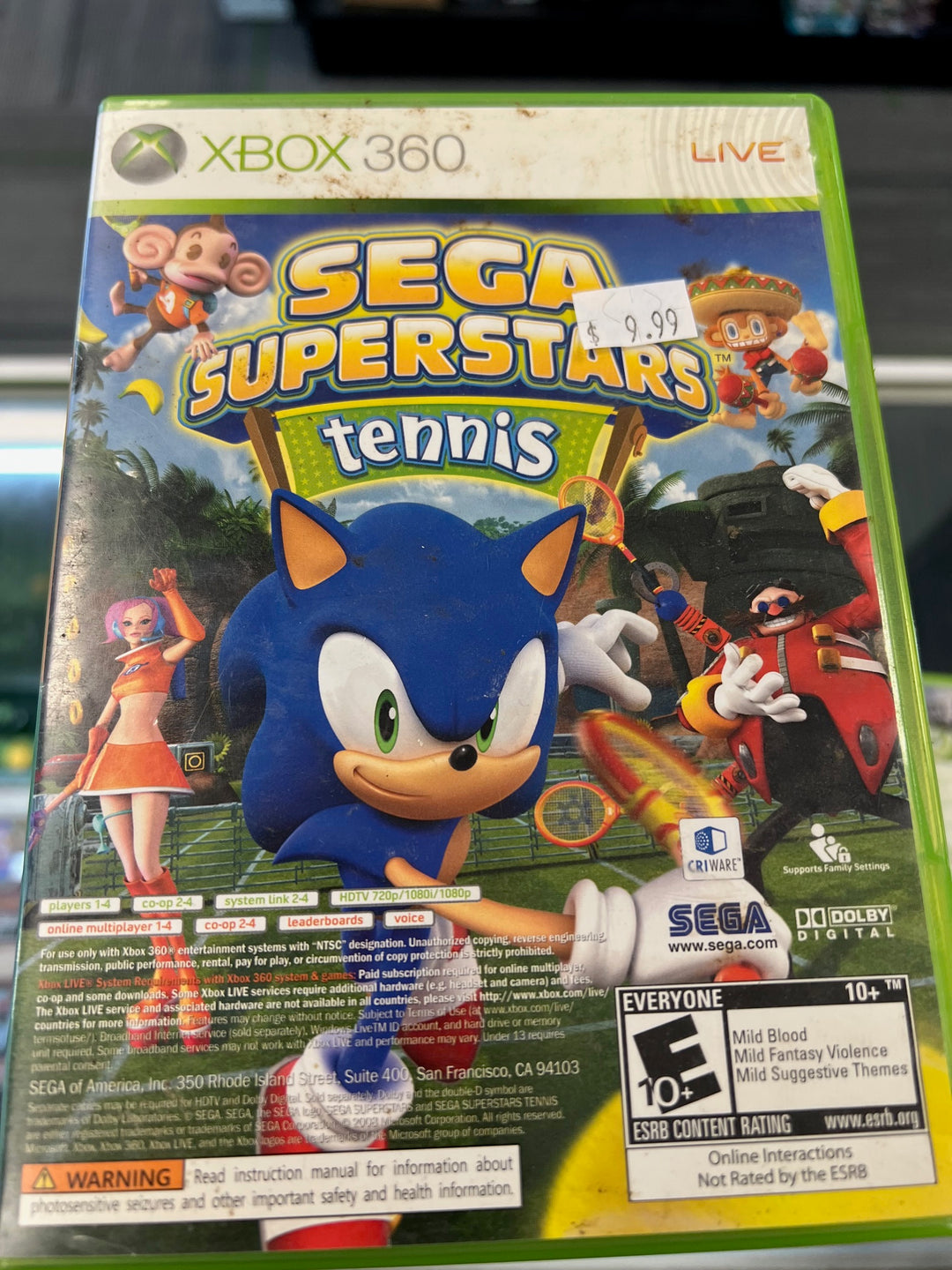 Sega Superstars Tennis/Xbox Live Arcade - Xbox 360 X5525