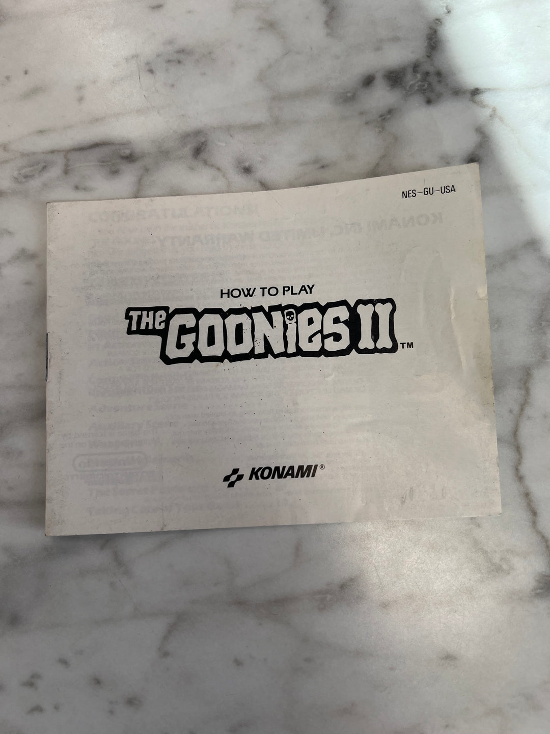 The Goonies II NES Nintendo Entertainment System MANUAL ONLY    DU10924