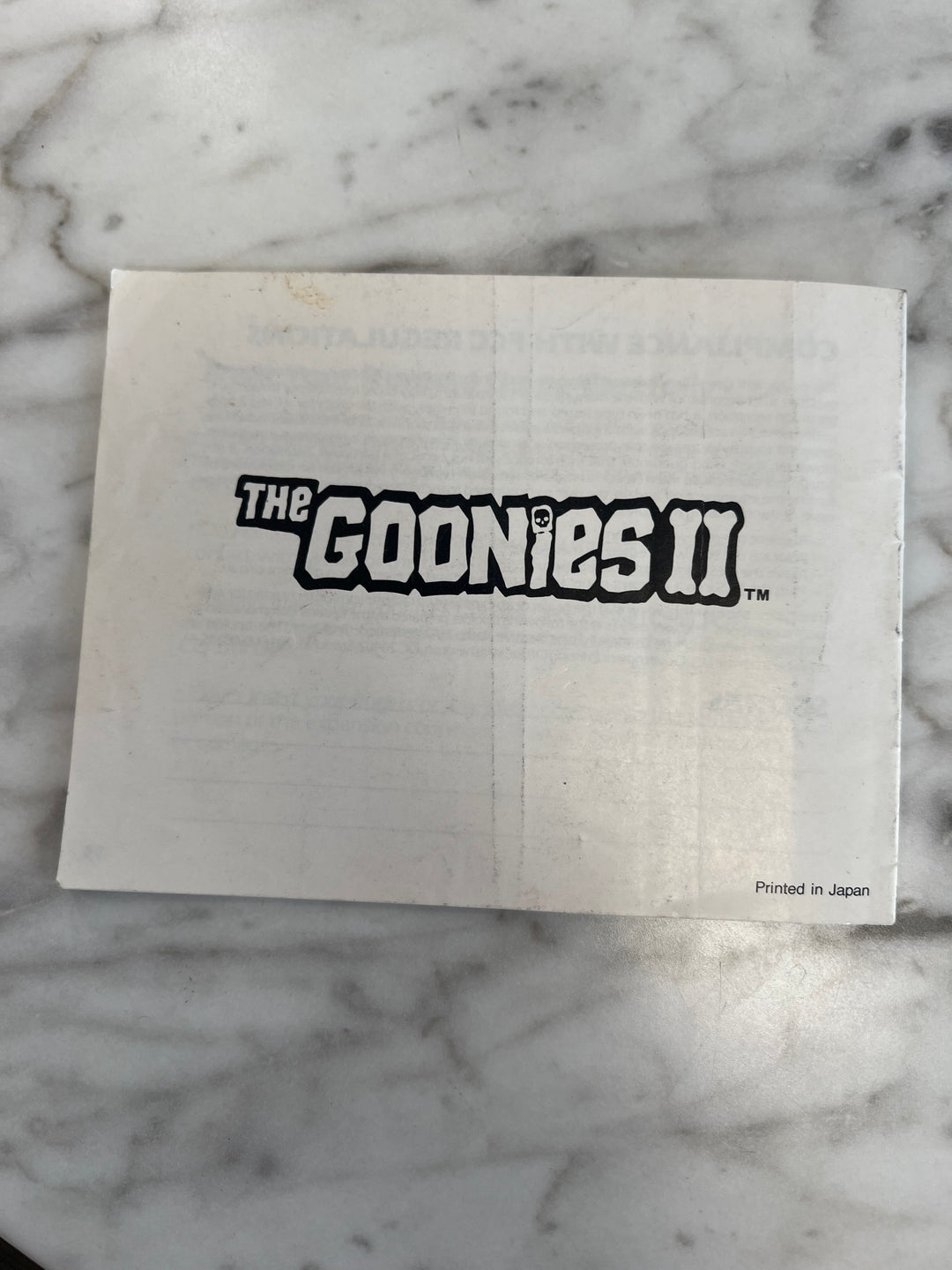 The Goonies II NES Nintendo Entertainment System MANUAL ONLY    DU10924