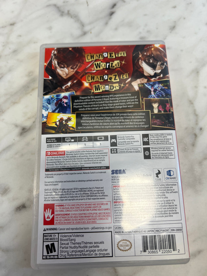 Persona 5 Royal for Nintendo Switch CASE ONLY NO GAME DU10924