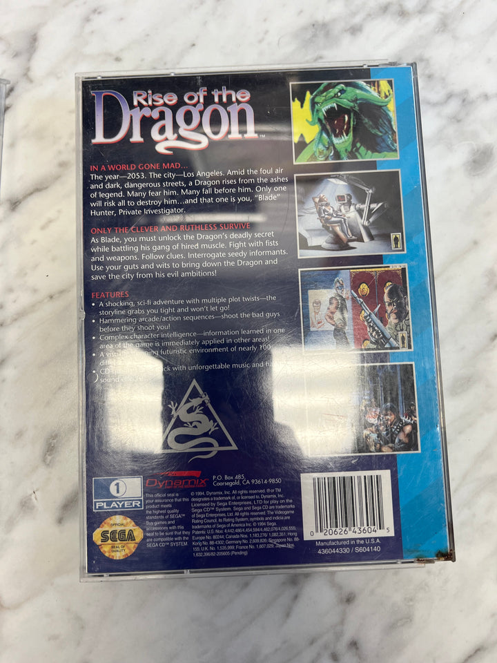 Rise of the Dragon Sega CD Case and Manual ONLY no game    CMO101024