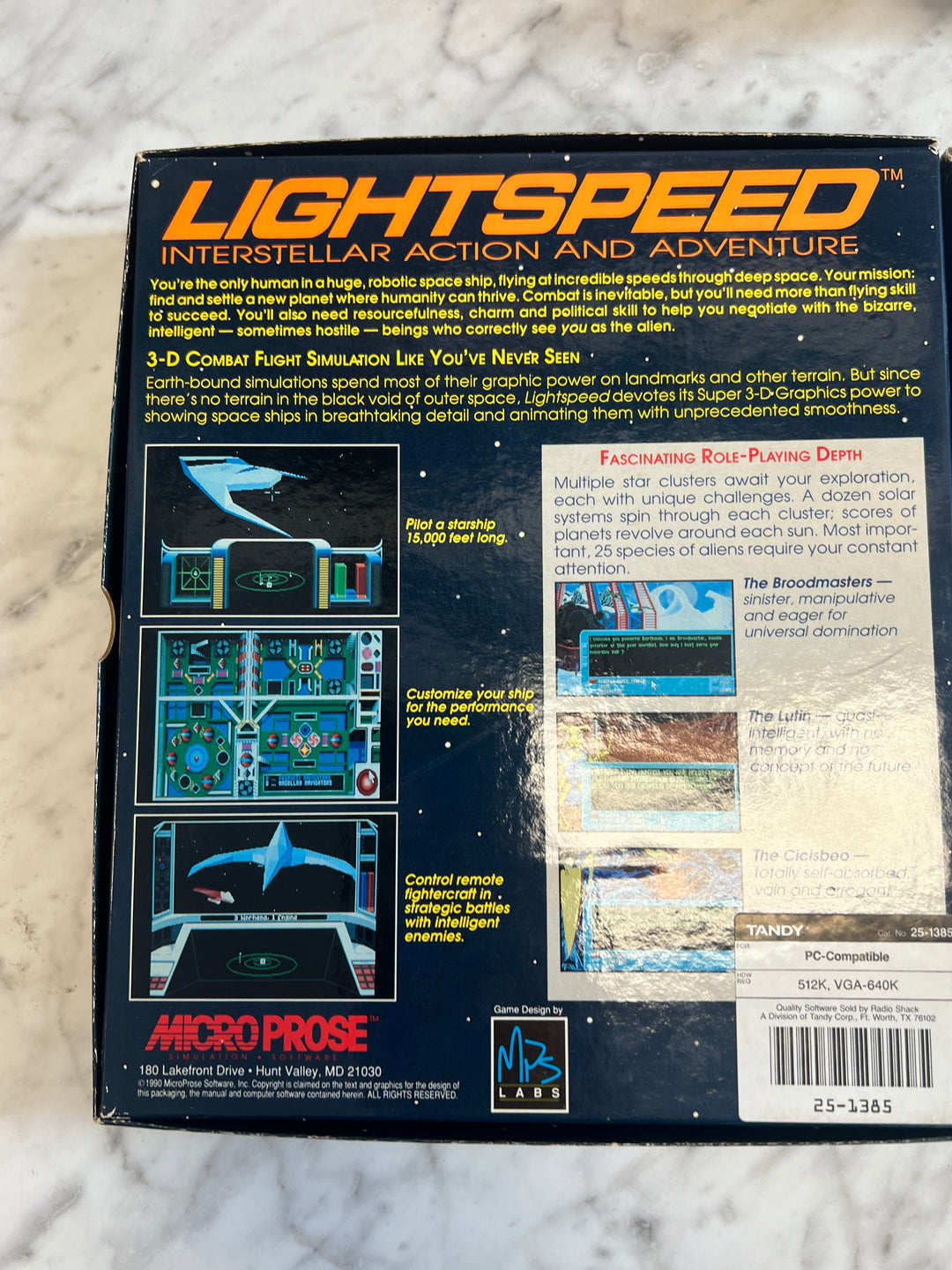 Lightspeed Interstellar Action and Adventure PC Tandy Game Big Box  PC73024