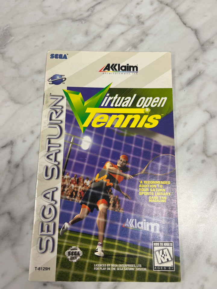 Virtual Open Tennis Sega Saturn Manual Only