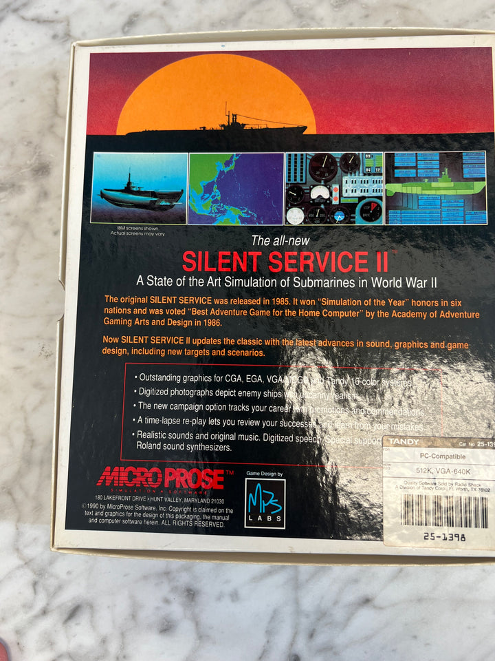 Silent Service II Microprose PC 5 1/4 3 1/2 Floppy Great box  PC73024