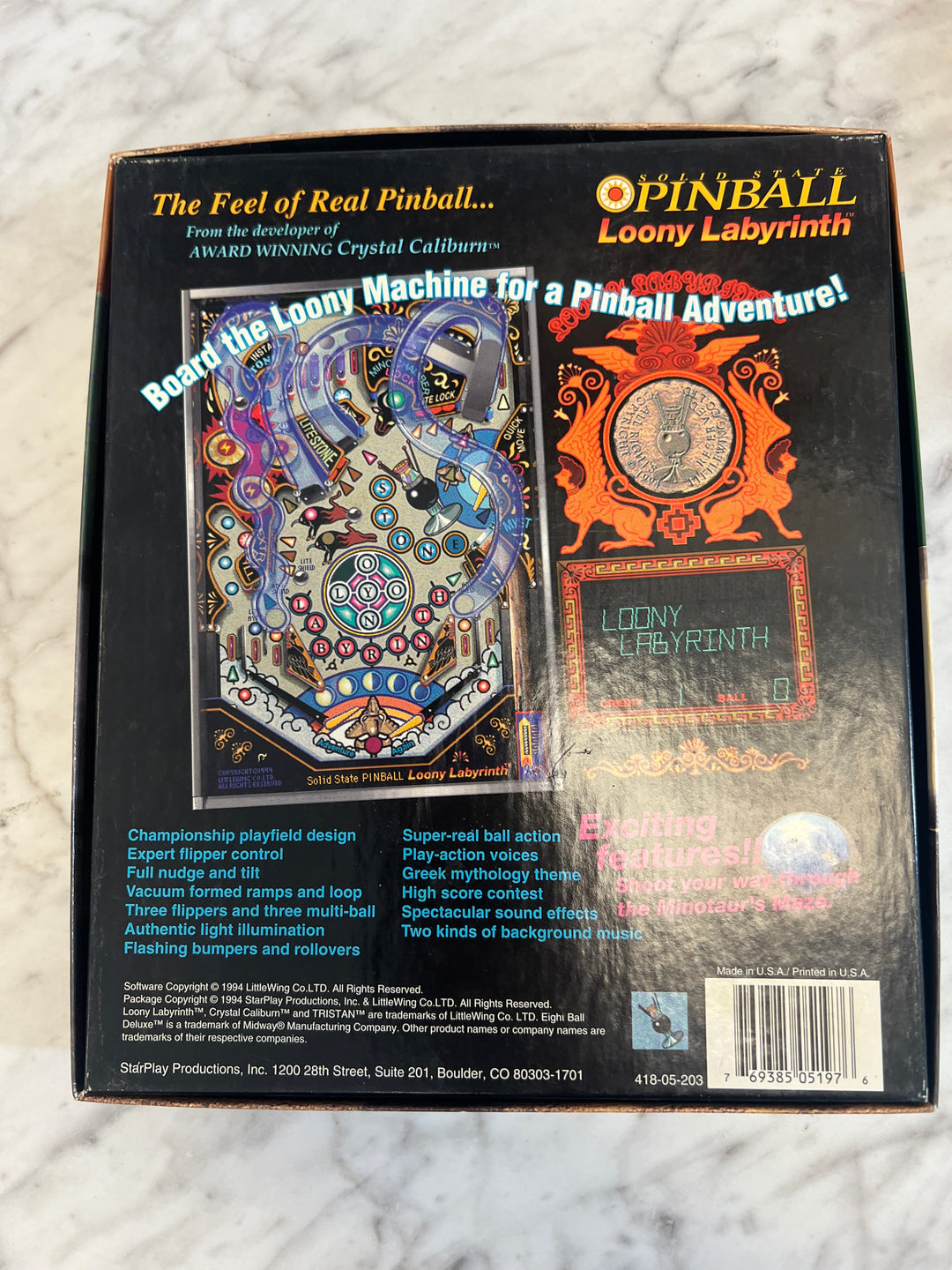 Solid State Pinball Loony Labyrinth PC CD-ROM 386   PC73024