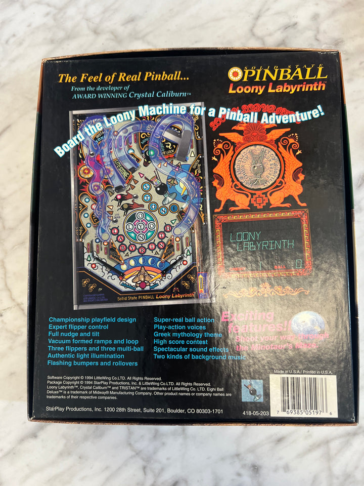Solid State Pinball Loony Labyrinth PC CD-ROM 386   PC73024