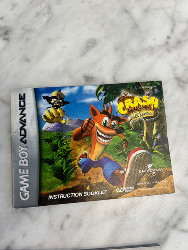 Crash Bandicoot the Huge Adventure Gameboy Advance manual only