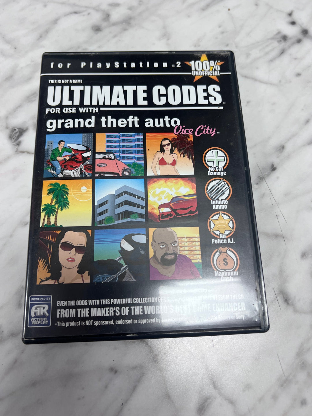 Playstation 2 Ultimate Codes Grand Theft Auto Vice CIty Powered by Action Replay UA11425