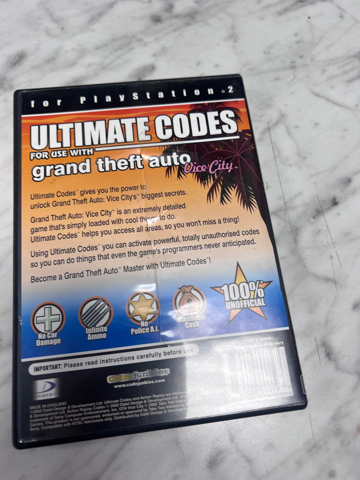 Playstation 2 Ultimate Codes Grand Theft Auto Vice CIty Powered by Action Replay UA11425